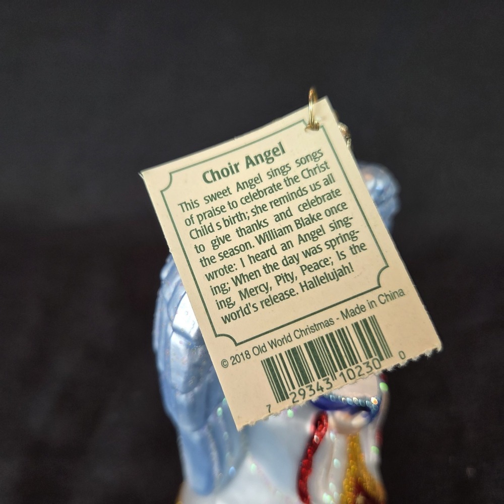 Choir Angel 10230 - Old World Christmas White Red Blown Glass Ornament - Picture 9 of 10